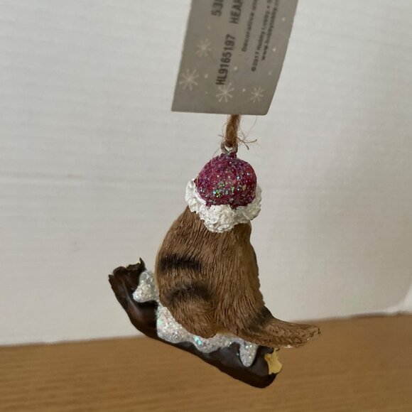 Glittery Chickadee Bird on Branch Christmas Ornament Santa Hat Heartland Holiday - Picture 4 of 9